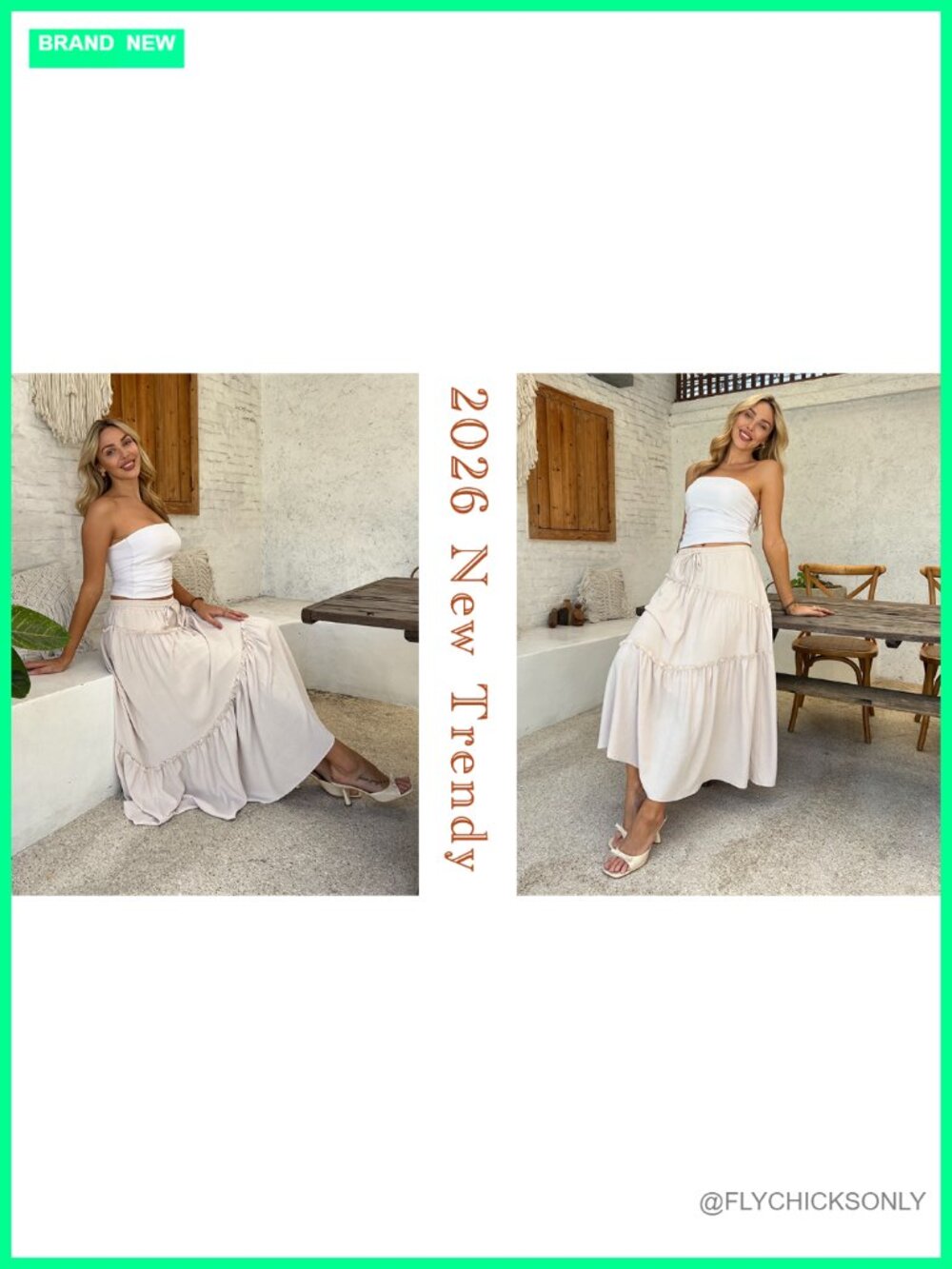 Smocked Tiered Maxi Skirt with Pockets High Waist A-Line Flowy Long - Picture 6 of 6